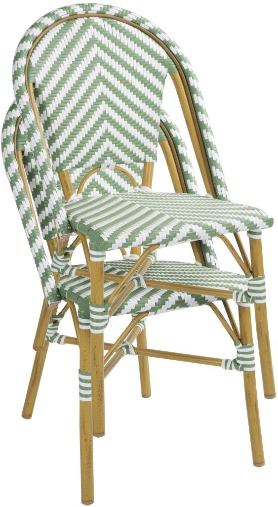  Bolero Chaises style parisien en rotin vert clair (lot de 2) 