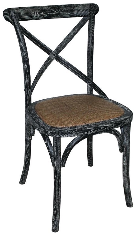  Bolero Chaises en bois patin&eacute; avec dossier crois&eacute; noires 