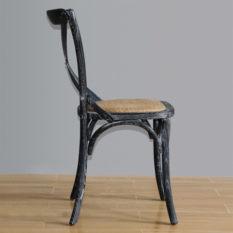  Bolero Chaises en bois patin&eacute; avec dossier crois&eacute; noires 