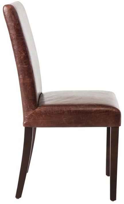  Bolero Chaise dossier haut en simili cuir marron fonc&eacute; patin&eacute; x2 