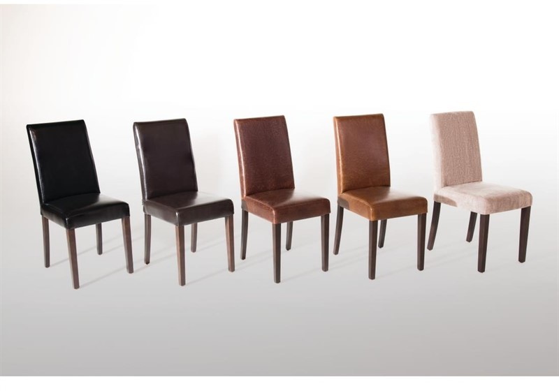  Bolero Chaise dossier haut en simili cuir marron fonc&eacute; patin&eacute; x2 