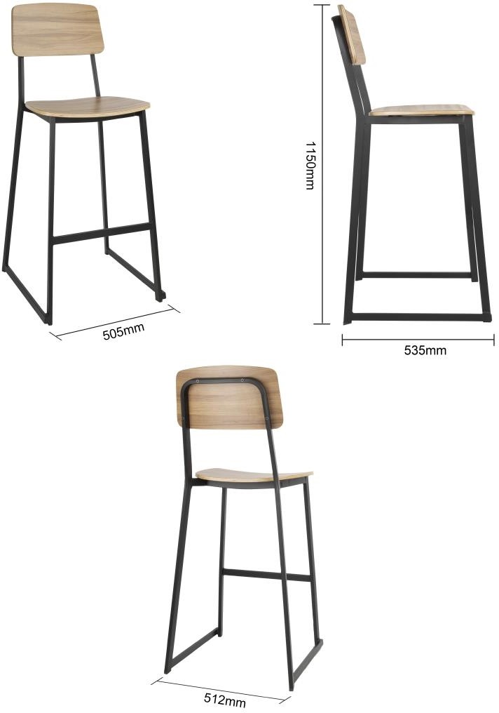  Bolero Tabourets hauts d'int&eacute;rieur en bois Beaufort (lot de 2) 