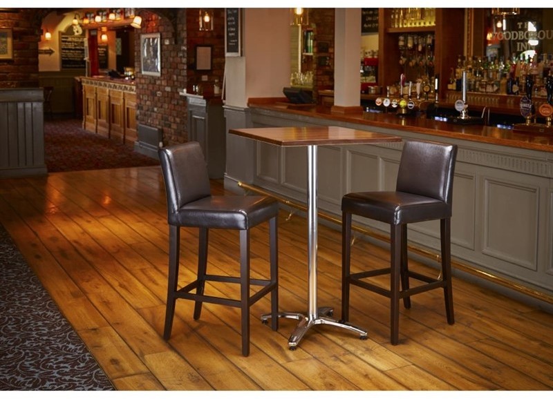  Bolero Tabouret de bar haut avec dossier en simili cuir marron fonc&eacute; 