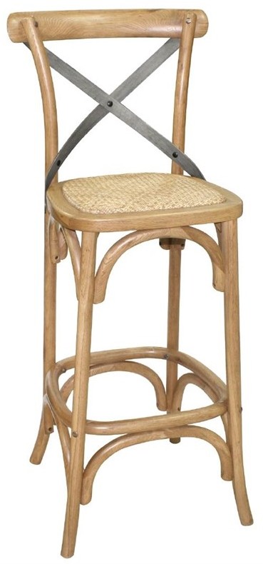  Bolero Tabouret de bar en bois avec dossier crois&eacute; m&eacute;tal 