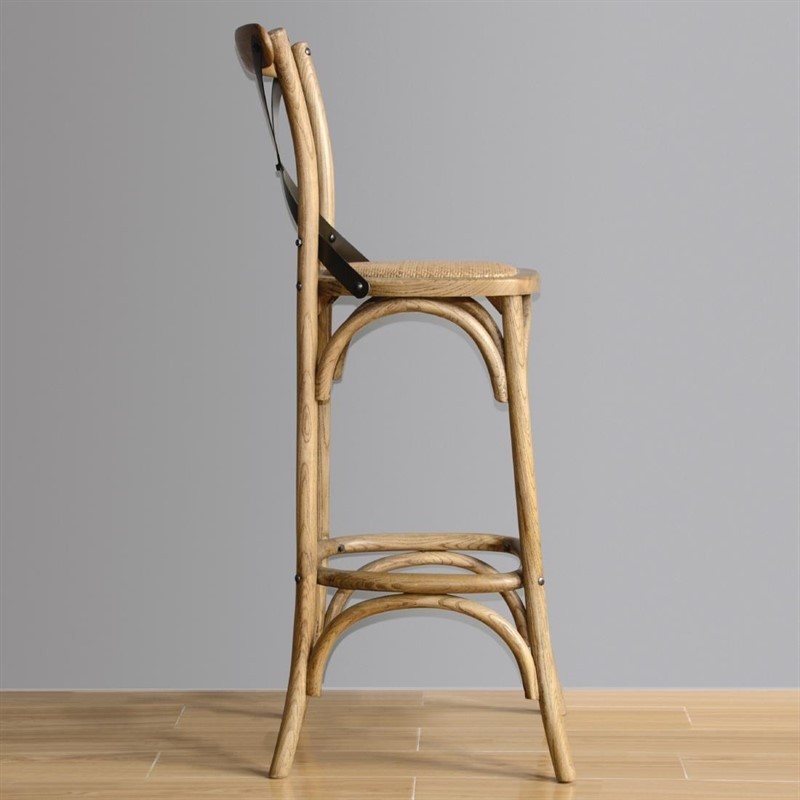  Bolero Tabouret de bar en bois avec dossier crois&eacute; m&eacute;tal 