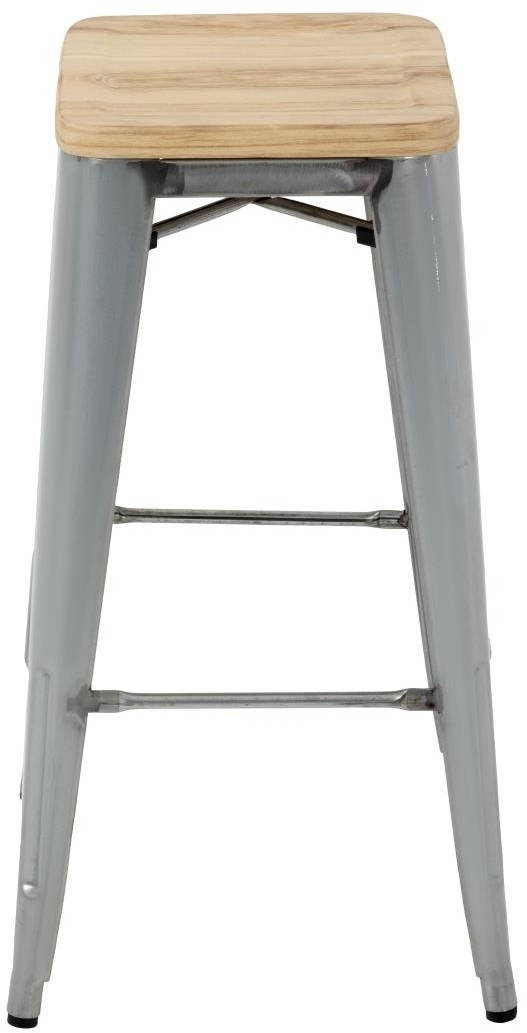  Bolero Tabourets hauts en acier galvanis&eacute; avec assise en bois Bistro (lot de 4) 