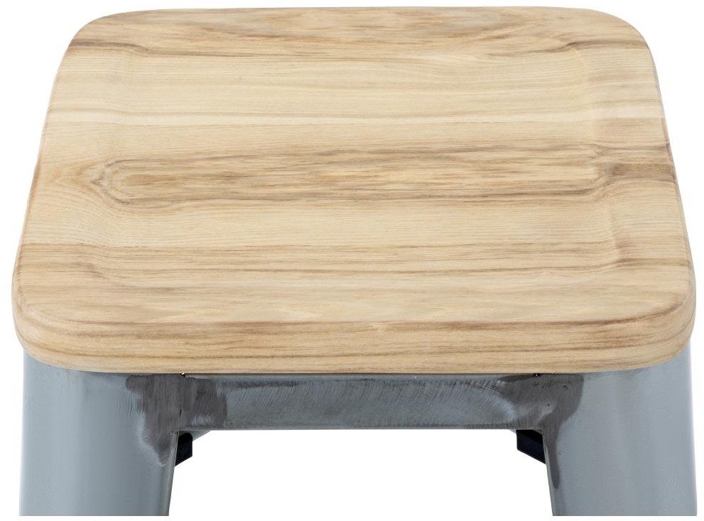  Bolero Tabourets hauts en acier galvanis&eacute; avec assise en bois Bistro (lot de 4) 