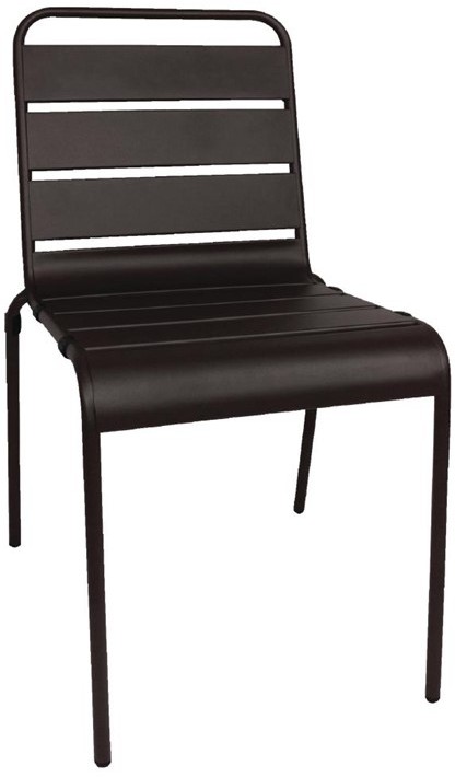  Bolero Chaise &agrave; lattes en acier noire lot de 4 