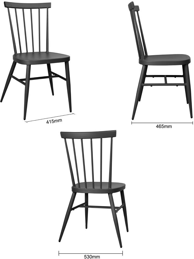  Bolero Chaises en aluminium Windsor noires (lot de 4) 