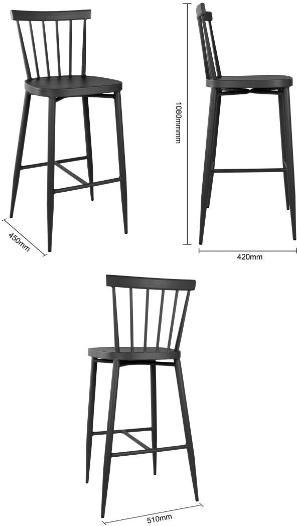  Bolero Tabourets hauts en aluminium Windsor noirs (lot de 2) 