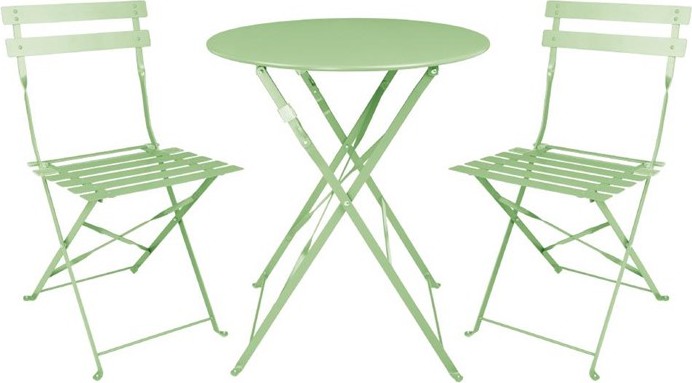  Bolero Chaises de terrasse pliantes en acier vert clair (Lot de 2) 