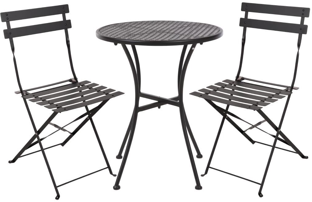  Bolero Ensemble table et 2 chaises pliantes d'ext&eacute;rieur en acier noir Bolero 
