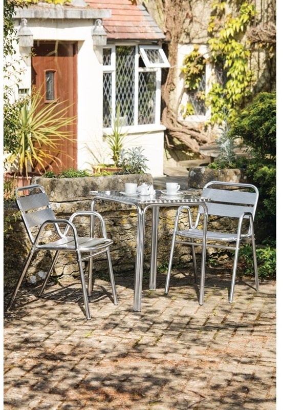  Bolero Fauteuils empilables en aluminium avec accoudoirs x4 