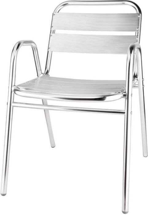  Bolero Fauteuils empilables en aluminium avec accoudoirs x4 