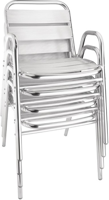  Bolero Fauteuils empilables en aluminium avec accoudoirs x4 