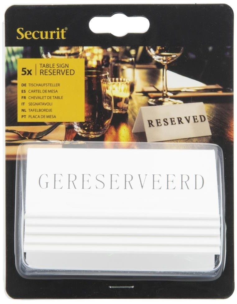  Securit Chevalets table r&eacute;serv&eacute;e "Gereserveerd" (lot de 5) 