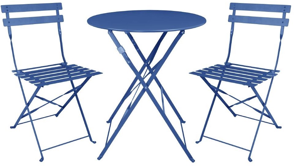  Bolero Table de terrasse ronde Perth bleu marine fonc&eacute; 