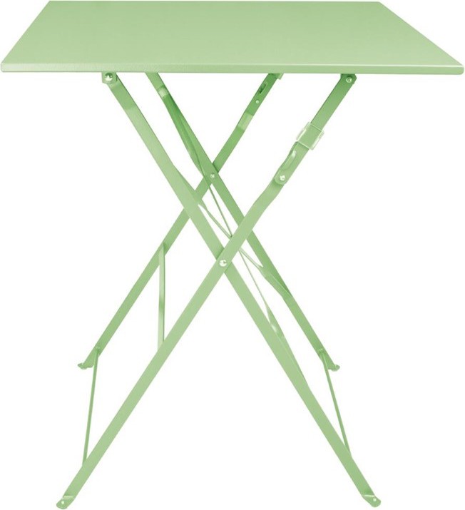  Bolero Table de terrasse carr&eacute;e pliante en acier vert clair 600 mm 