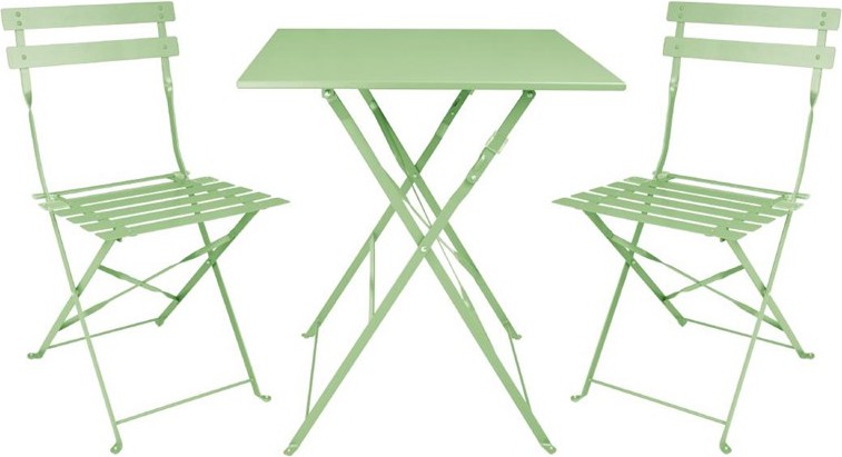  Bolero Table de terrasse carr&eacute;e pliante en acier vert clair 600 mm 