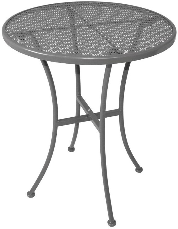  Bolero Table bistro ronde en acier ajour&eacute; grise 600mm 