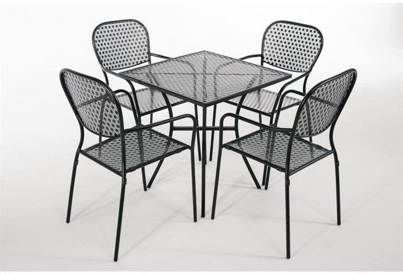  Bolero Table bistro carr&eacute;e en acier ajour&eacute; noire 700mm 