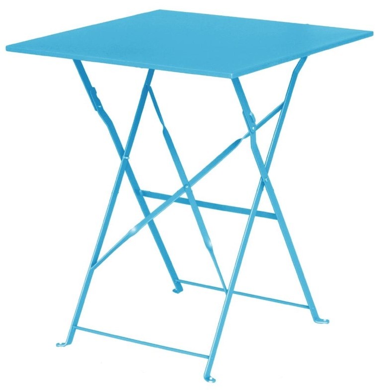  Bolero Table de terrasse carrée en acier bleu turquoise 600mm 