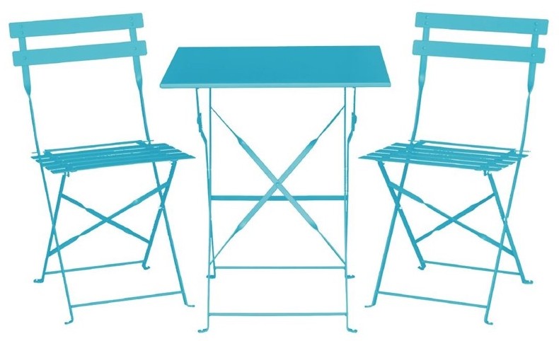  Bolero Table de terrasse carr&eacute;e en acier bleu turquoise 600mm 