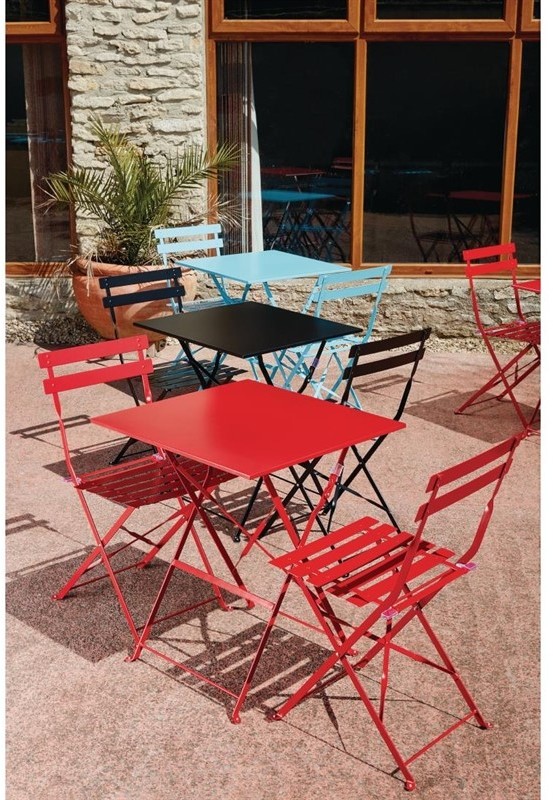  Bolero Table de terrasse carr&eacute;e en acier noire 600mm 