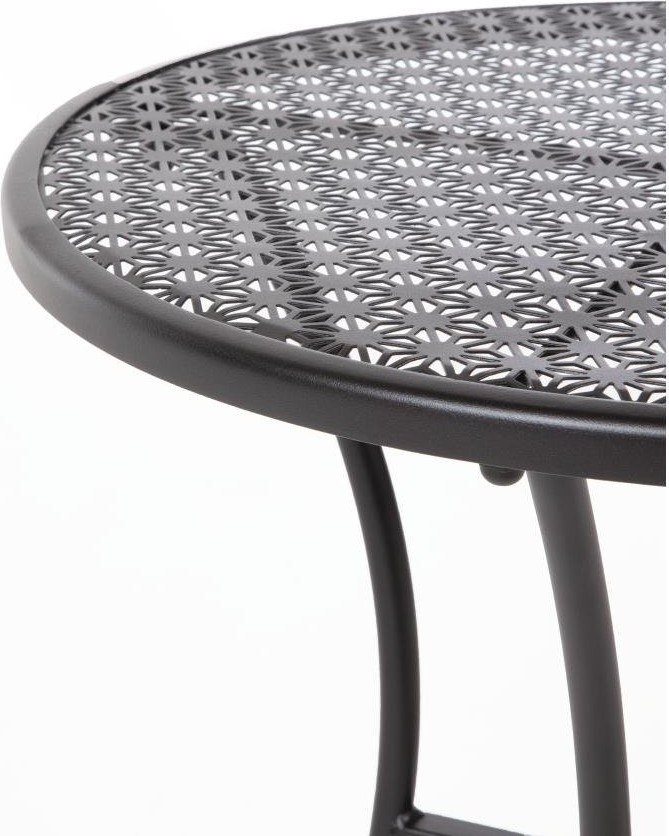  Bolero Table bistro ronde en acier ajour&eacute; noire 600mm (lot de 15) 