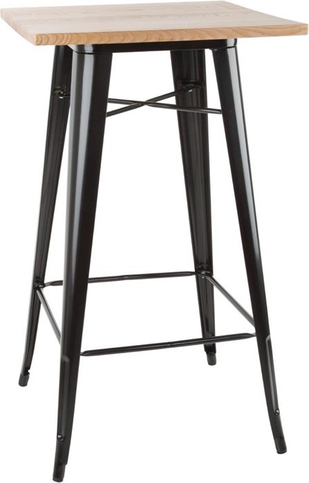  Bolero Table de bar noire avec plateau en bois Bistro 