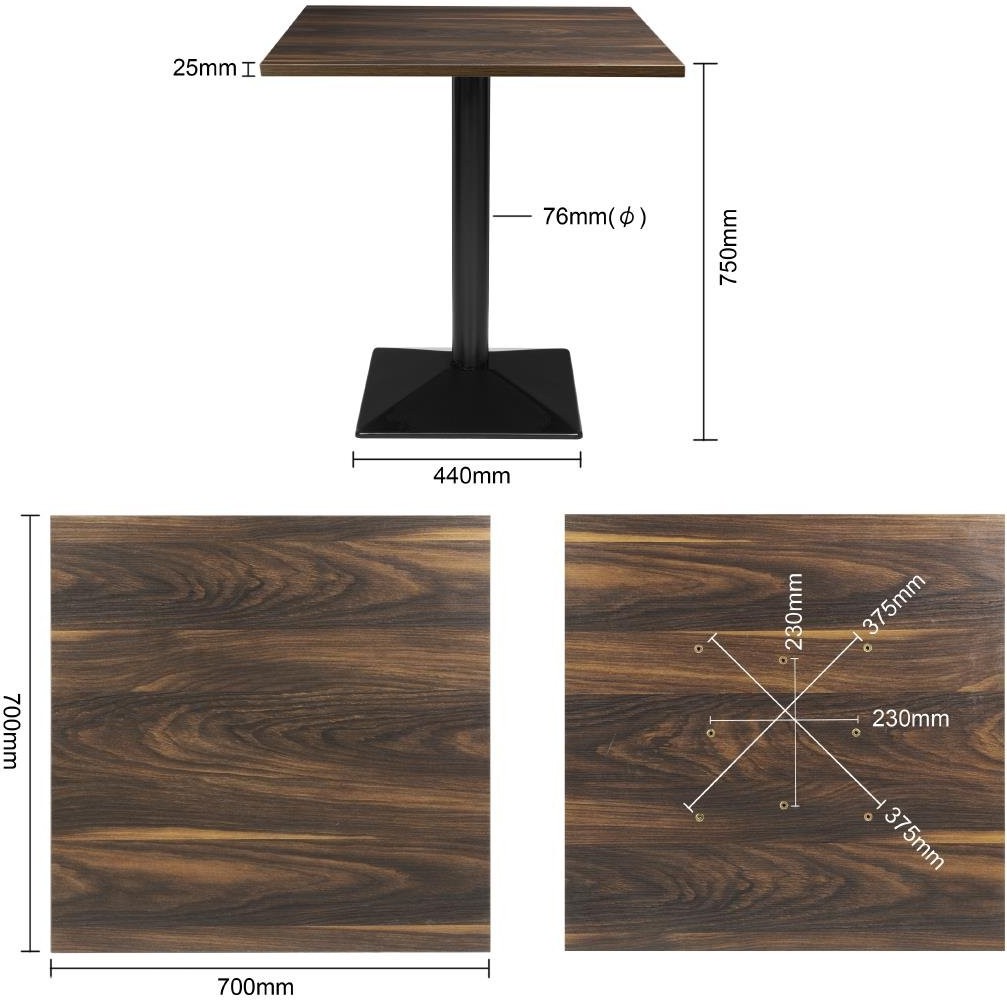  Bolero Table carr&eacute;e Complete effet bois fonc&eacute; 700mm 