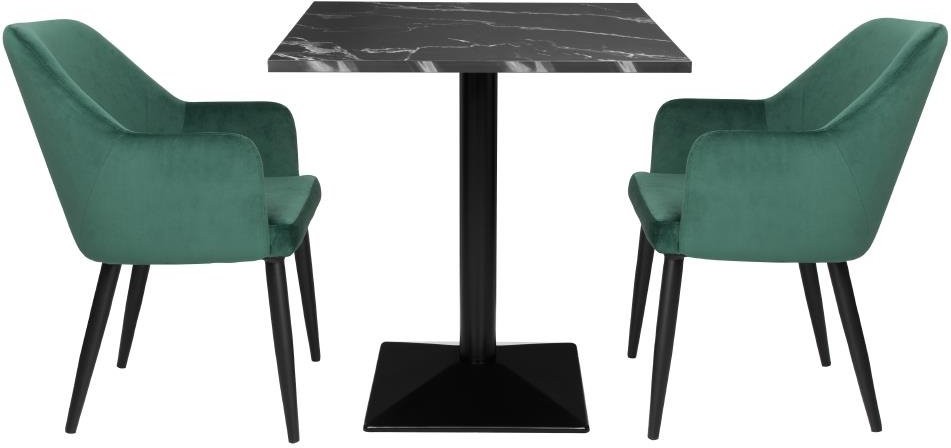  Bolero Table carr&eacute;e Complete effet pierre noire 700mm 