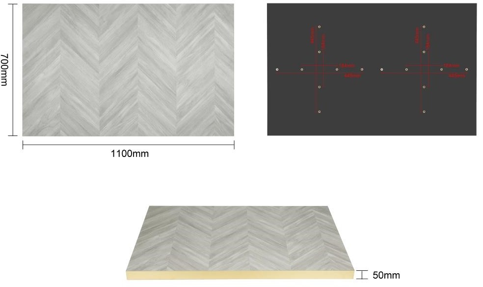  Bolero Plateau de table rectangulaire Chevron 1 100 mm x 700 mm 