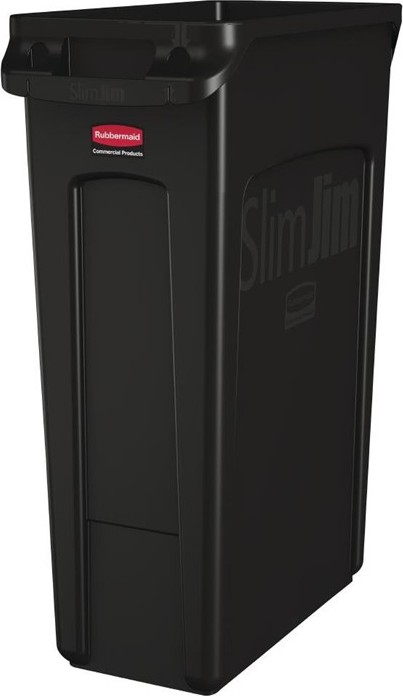  Rubbermaid Collecteur de recyclage avec conduits d'a&eacute;ration Slim Jim noir 87L 