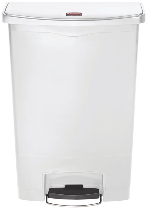  Rubbermaid Poubelle &agrave; p&eacute;dale frontale large Slim Jim Step-On blanche 90L 