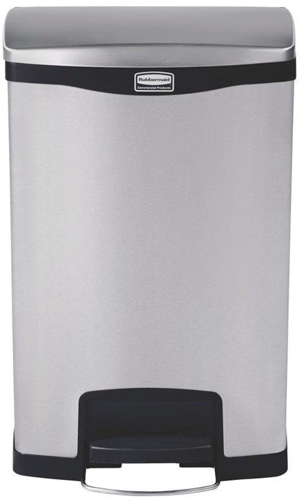  Rubbermaid Poubelle &agrave; p&eacute;dale frontale inox Slim Jim 50L 