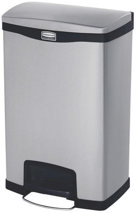  Rubbermaid Poubelle &agrave; p&eacute;dale frontale inox Slim Jim 50L 