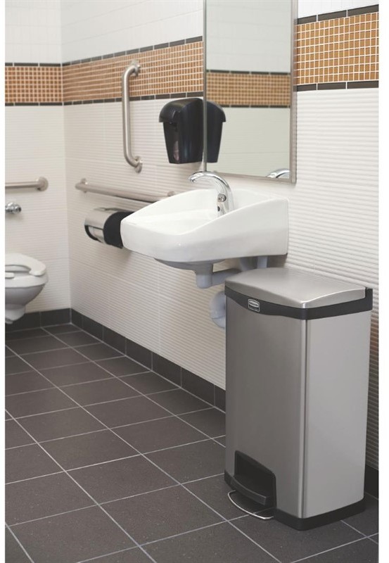  Rubbermaid Poubelle &agrave; p&eacute;dale frontale inox Slim Jim 50L 