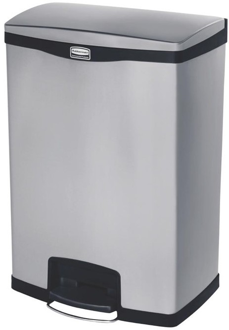  Rubbermaid Poubelle &agrave; p&eacute;dale frontale inox Slim Jim 90L 