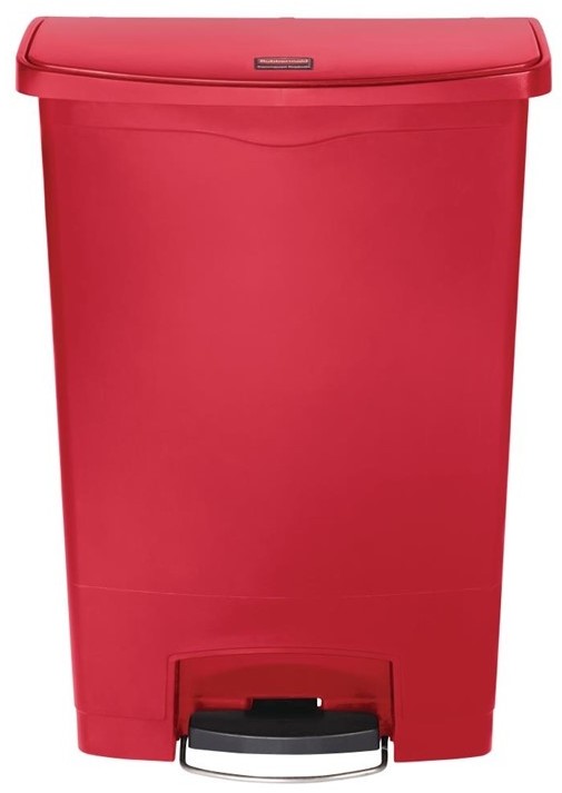  Rubbermaid Poubelle &agrave; p&eacute;dale frontale Slim Jim rouge 90L 