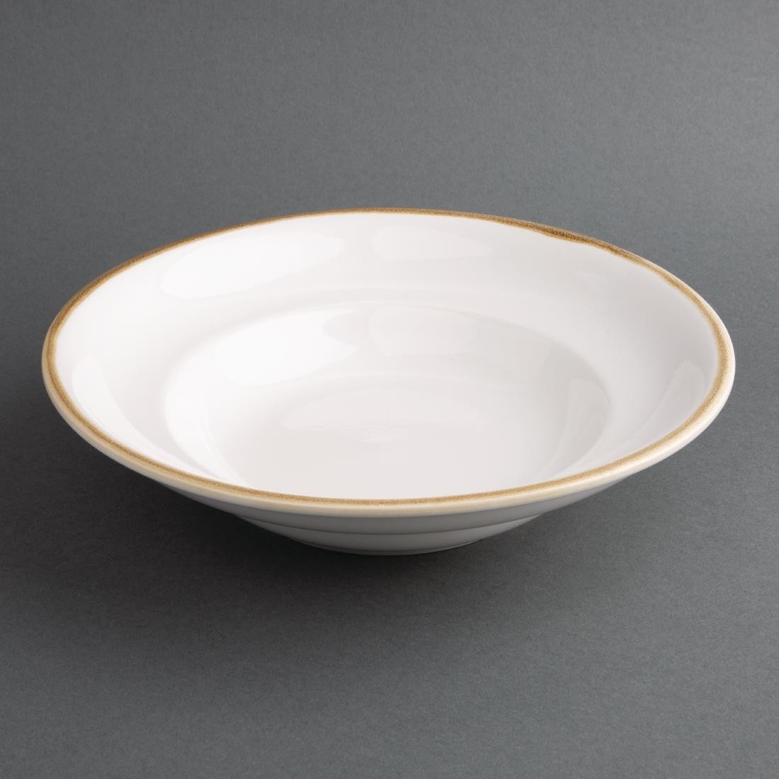  Olympia Assiettes &agrave; p&acirc;tes Kiln couleur craie 250mm (lot de 4) 