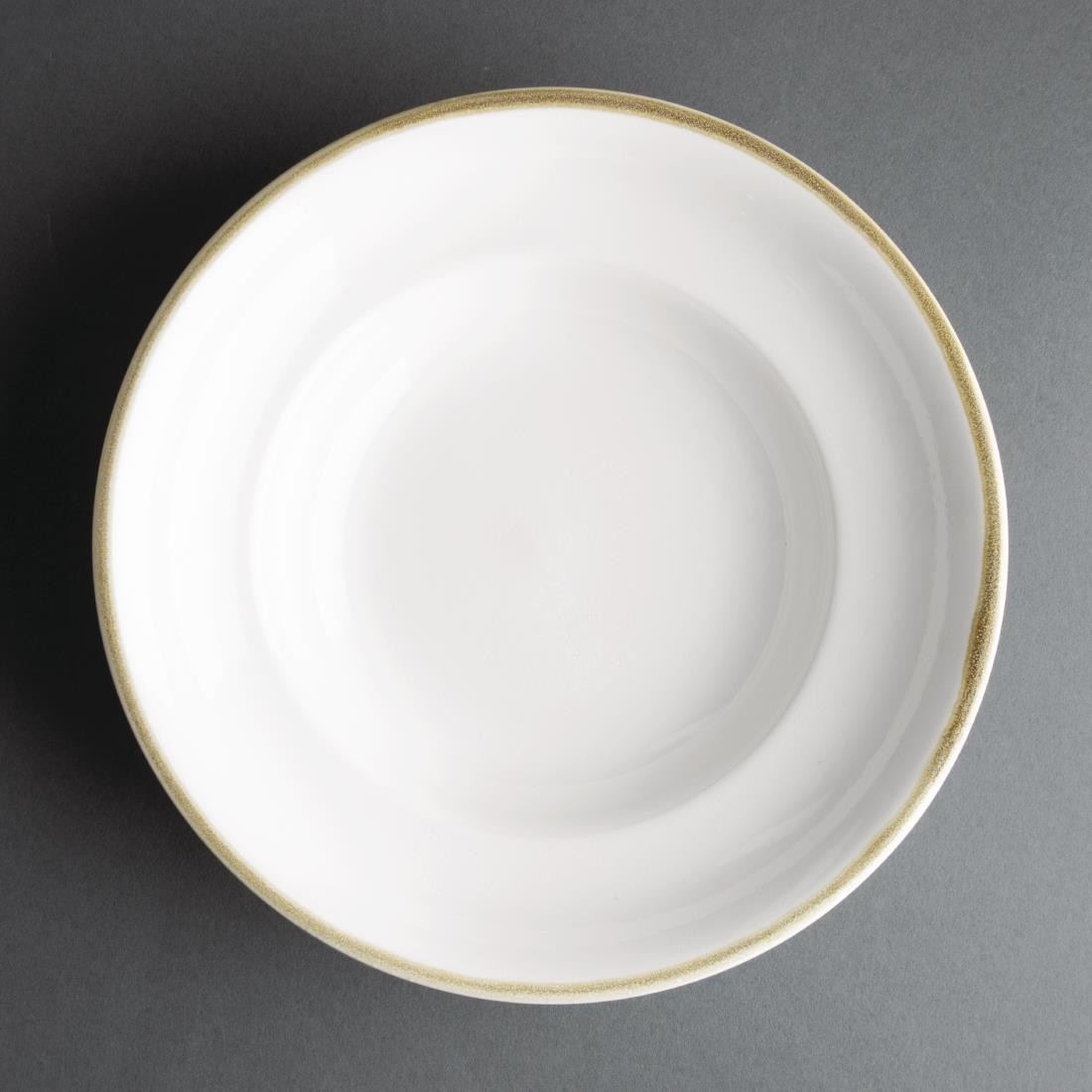  Olympia Assiettes &agrave; p&acirc;tes Kiln couleur craie 250mm (lot de 4) 
