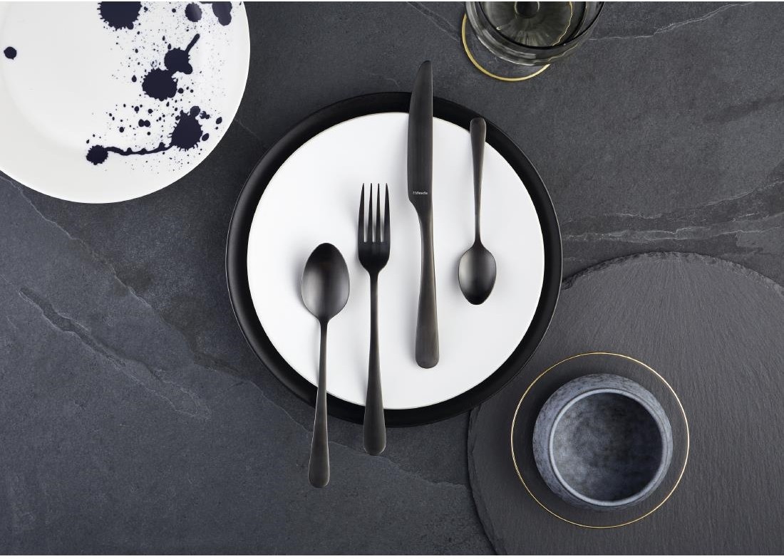  Amefa Cuill&egrave;res &agrave; dessert Austin noires (lot de 12) 