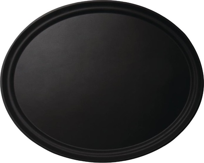  Cambro Plateau ovale fibre de verre antid&eacute;rapant Camtread noir 600 x 730mm 