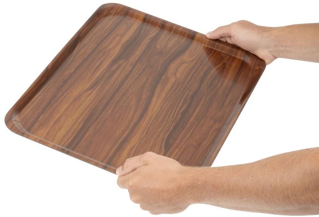  Cambro Plateaux stratifi&eacute;s lisses Capri noyer 460mm (lot de 24) 