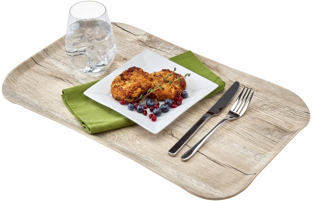  Cambro Plateau rectangulaire polyester aspect bois Century 37x53cm ch&ecirc;ne clair 