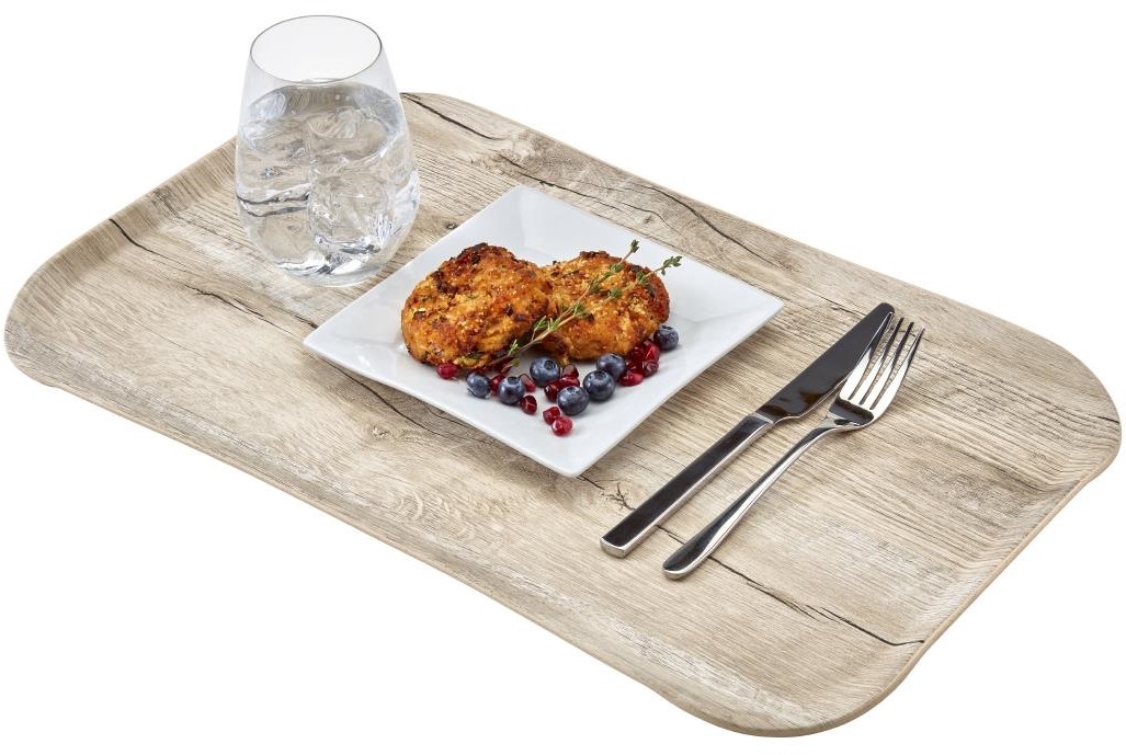  Cambro Plateau rectangulaire polyester aspect bois Century 37x53cm ch&ecirc;ne clair 