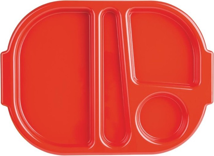  Kristallon Petits plateaux repas &agrave; compartiments en polycarbonate rouges 322mm (lot de 10) 