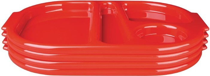  Kristallon Petits plateaux repas &agrave; compartiments en polycarbonate rouges 322mm (lot de 10) 