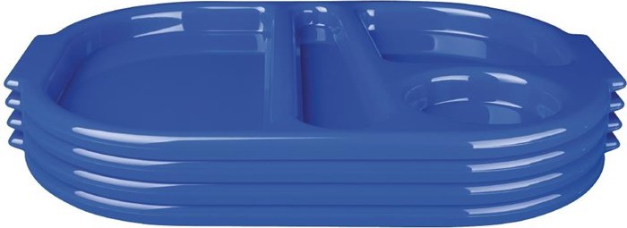  Kristallon Petits plateaux repas à compartiments en polycarbonate bleus 322mm (lot de 10) 